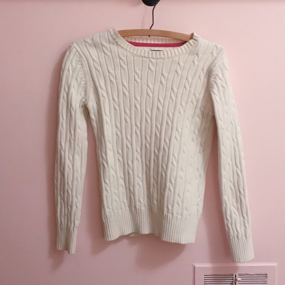 Cute basic white cable knit sweater